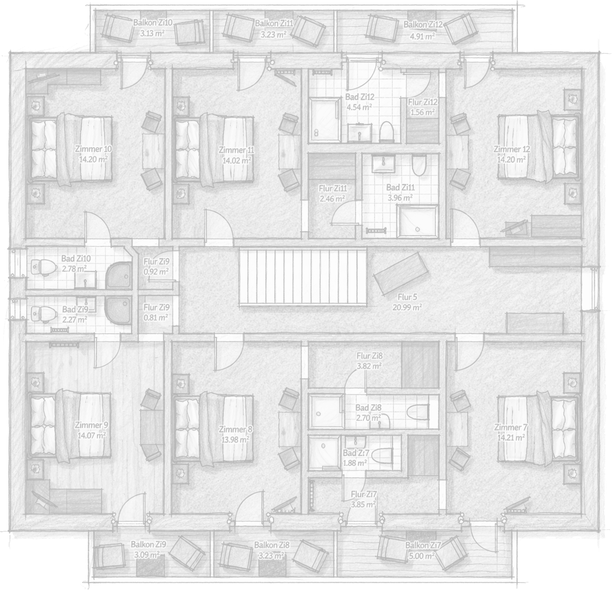 Grundriss 2. Obergeschoss grau
